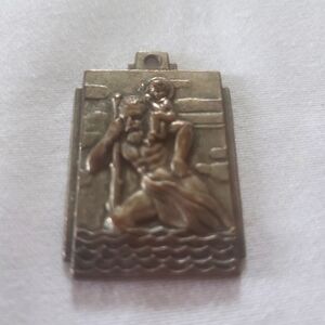 Bronze Saint Christopher Medal/Pendant Catholic Approximate Size 1.5" X 1.5"